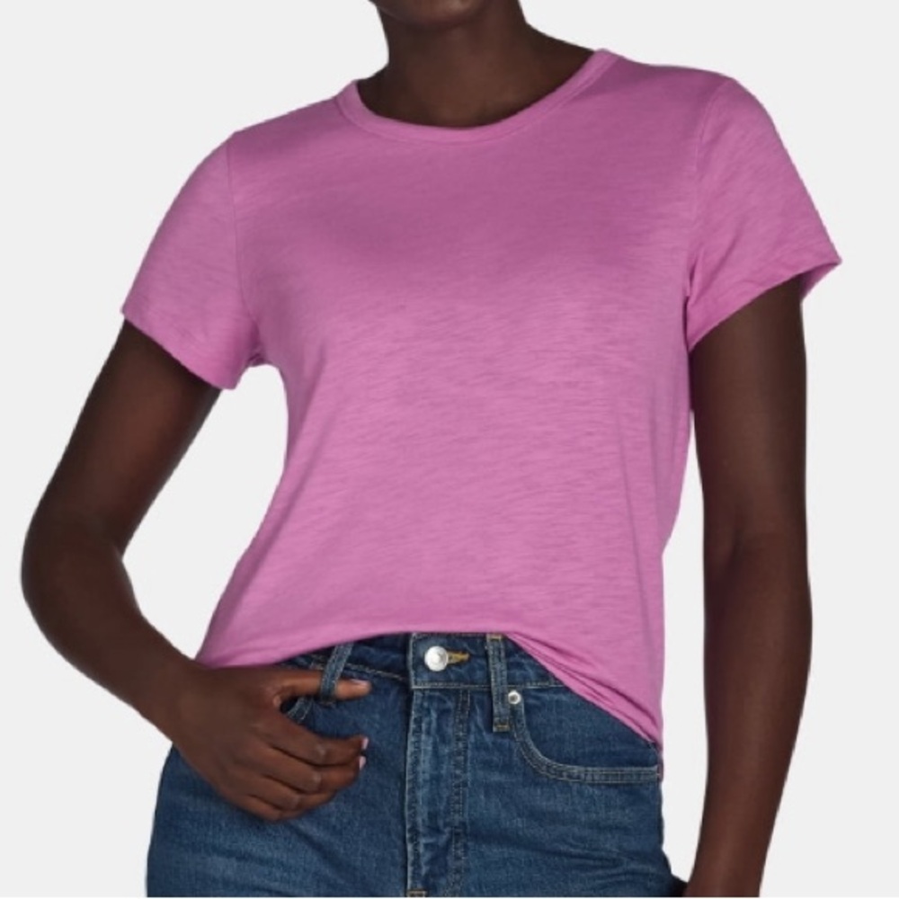 🌸Time and Tru Short Sleeve Slub Crew Pink Tee Relaxed